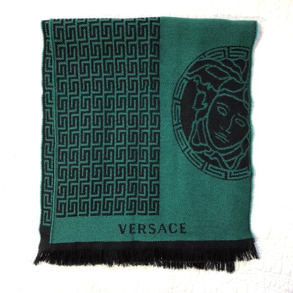 Versace Accessories - Versace Green and Black Scarf